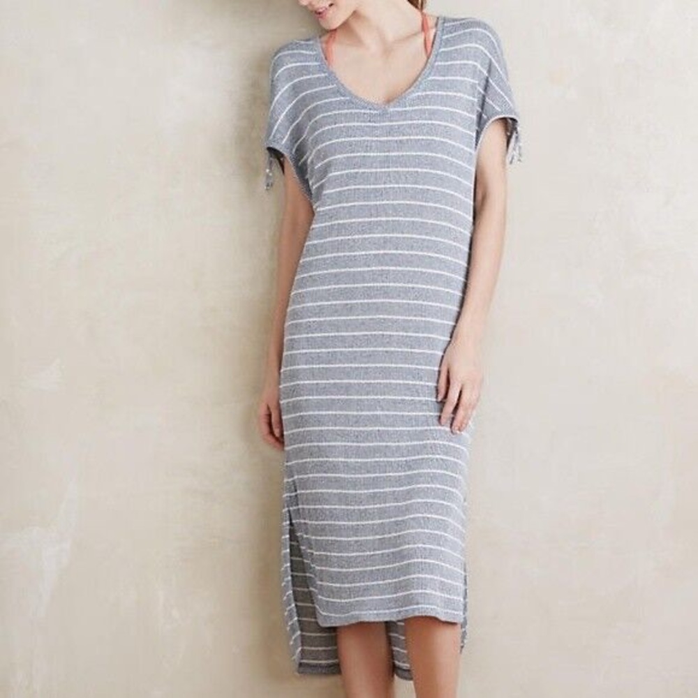 Anthro Saturday Sunday blue ribbed stripe midi dress